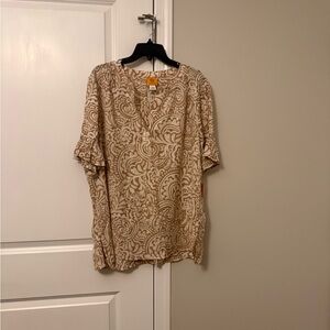 Ruby Rd. Beige Paisley Button-Down Tunic
